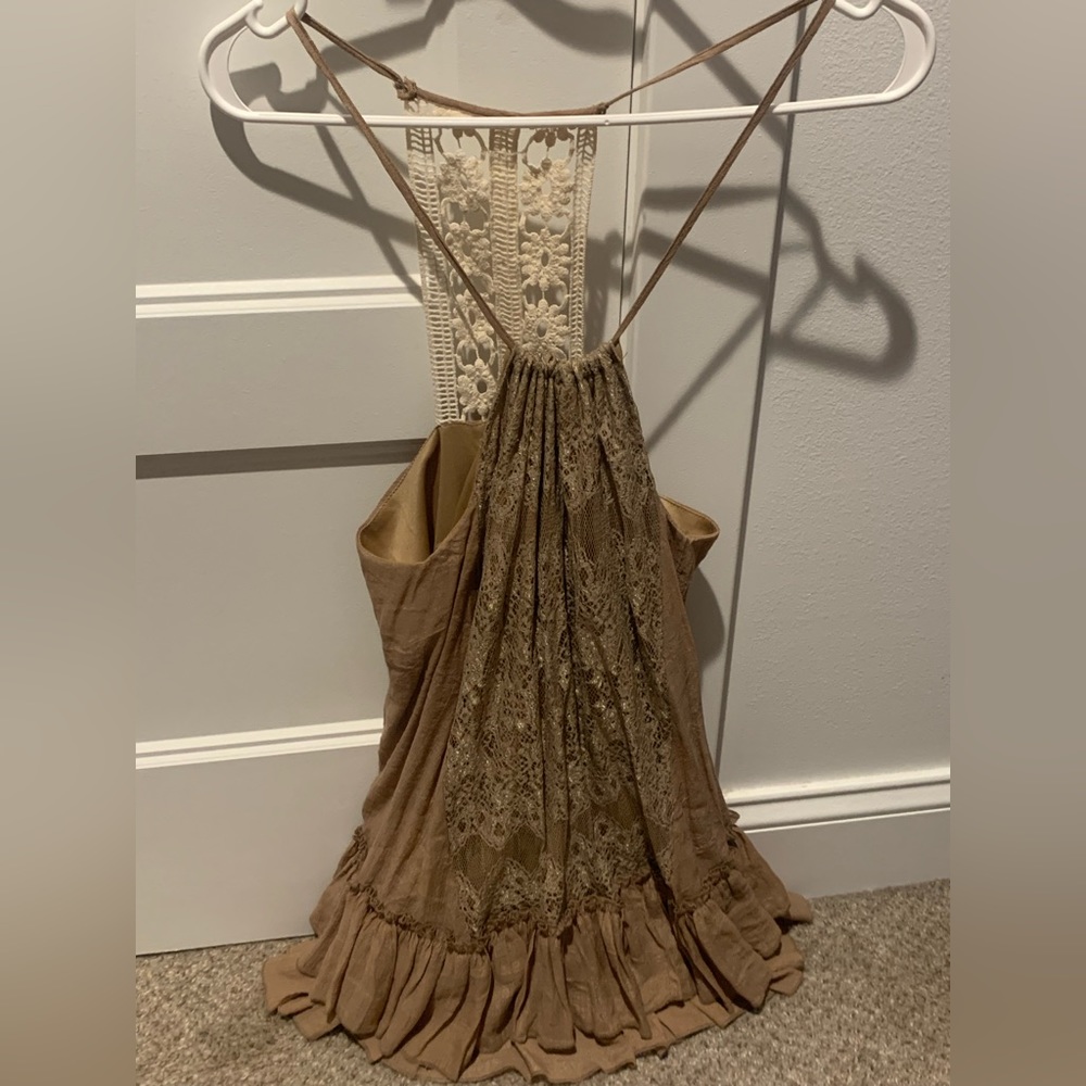 Boutique top brown crochet juniors